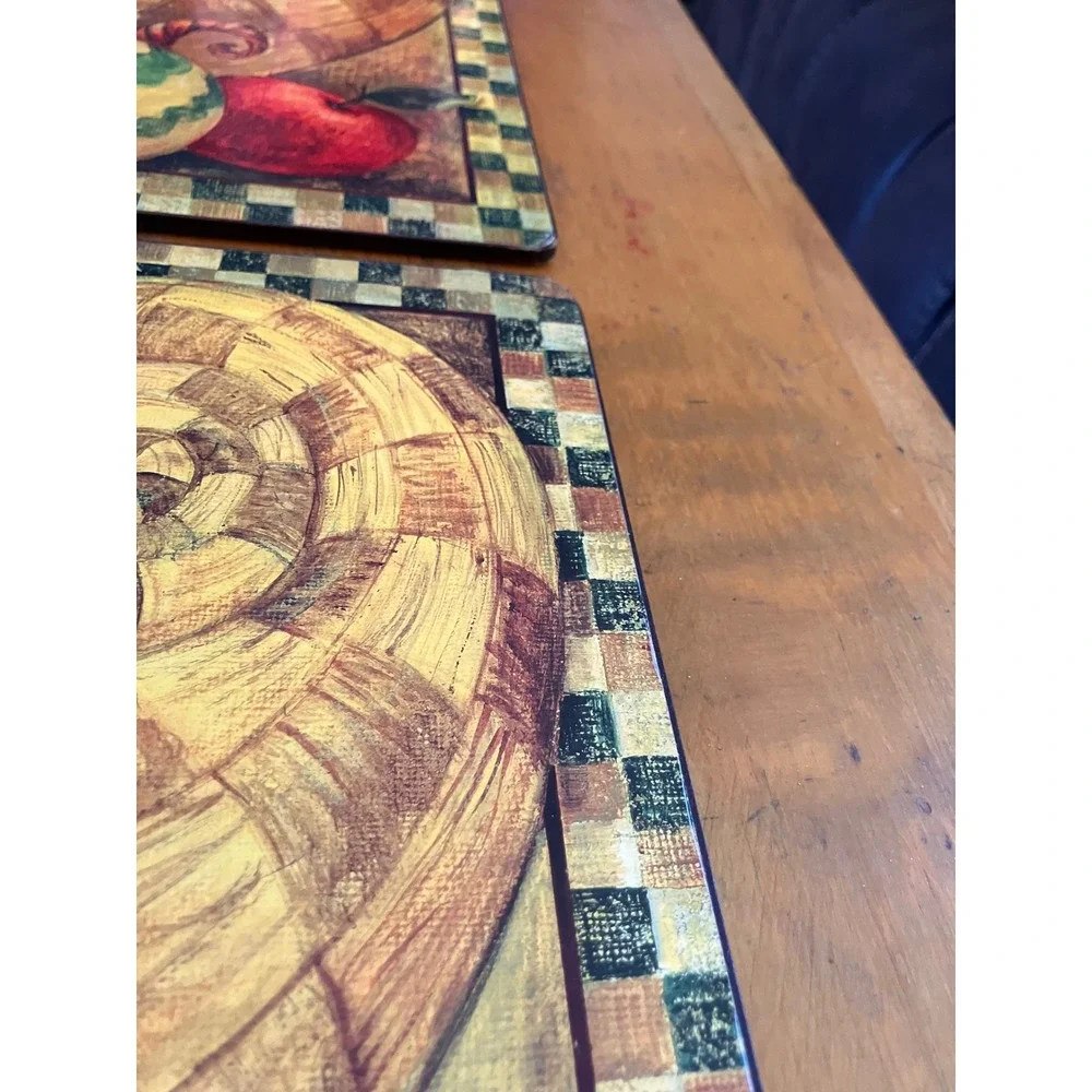 Hardboard Placemat Set 4pc Harvest Pumpkin Cornucopia Fall Decor Cork Backed